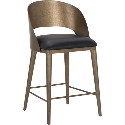 Dezirae 37 inch Antique Brass / Charcoal Black Leather Counter Stool